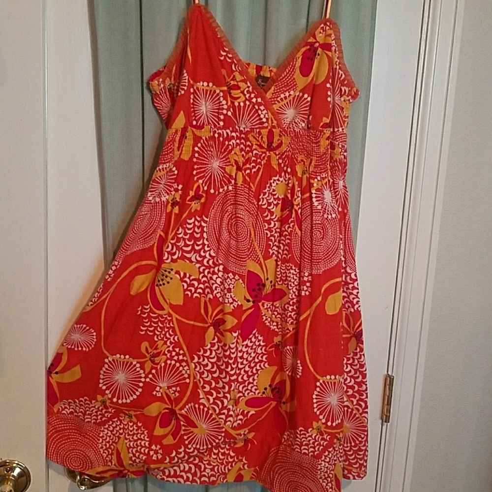 Pretty Orange Flower Sun Dress